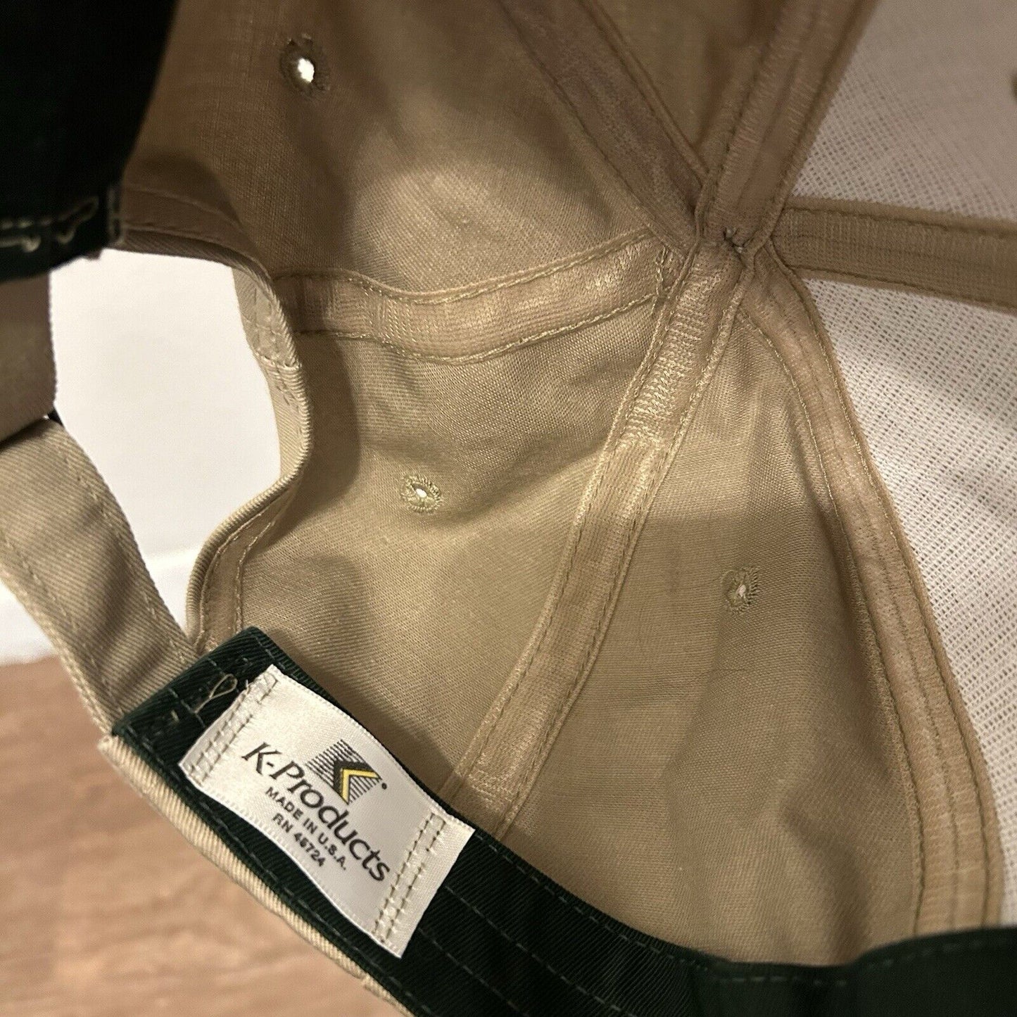 Vintage Bandag Hat Cap Mens Strapback Tan Black Logo Retro Y2K K-Products Usa