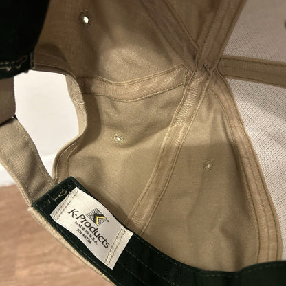 Vintage Bandag Hat Cap Mens Strapback Tan Black Logo Retro Y2K K-Products Usa