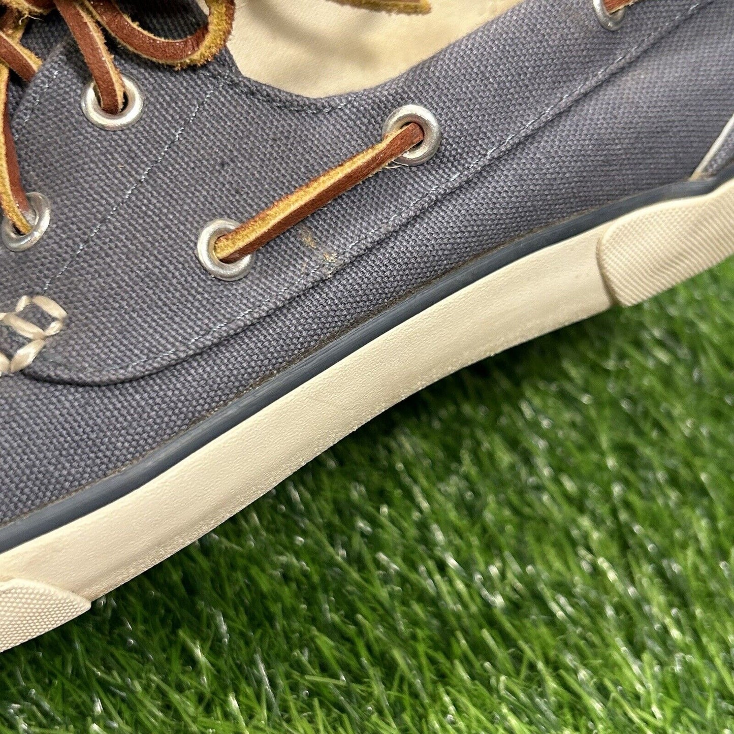 Polo Ralph Lauren Sander Mens 10 D Blue White Shoes Loafers Casual Lace Up