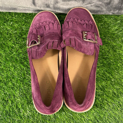 Vionic Cambridge Loafer Womens 9 M Purple Suede Moccasins Casual Comfort Buckle