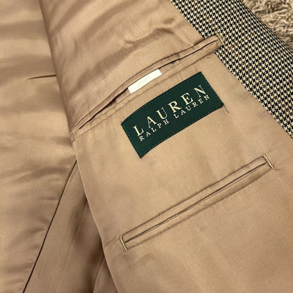 Lauren Ralph Lauren Suit Jacket Mens 44R Brown Black Houndstooth 100% Wool