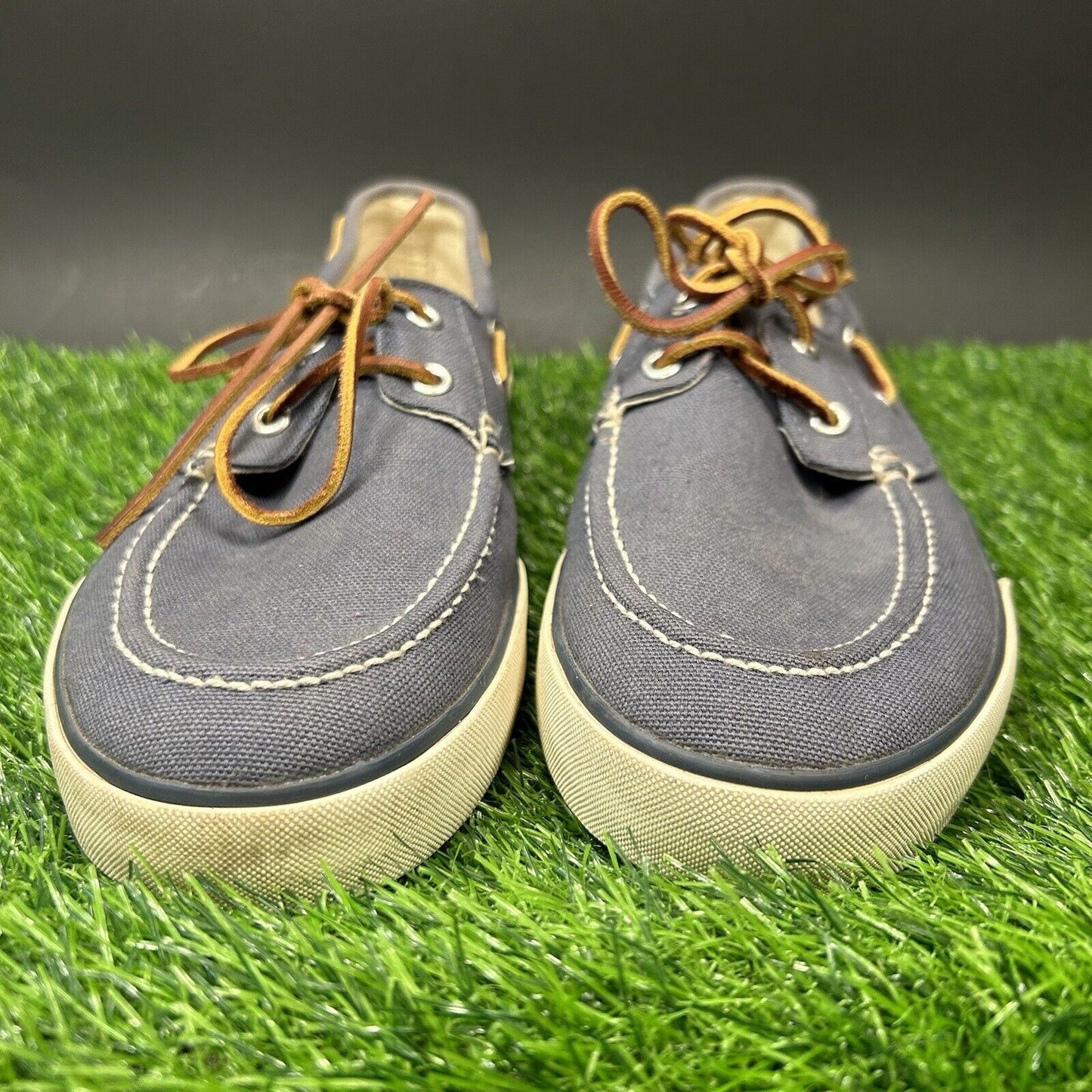 Polo Ralph Lauren Sander Mens 10 D Blue White Shoes Loafers Casual Lace Up