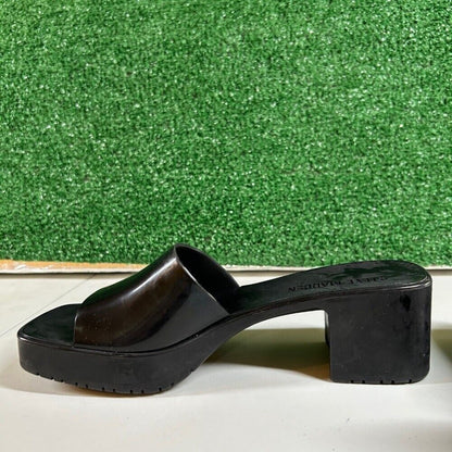 Steve Madden Harlin Platform Sandals Block Heel Slide On Mule Black Womens 7M