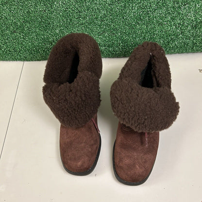 Sorel Combat Ankle Boots Womens 6.5 M Brown Leather Outdoor Fur Trim Comfort