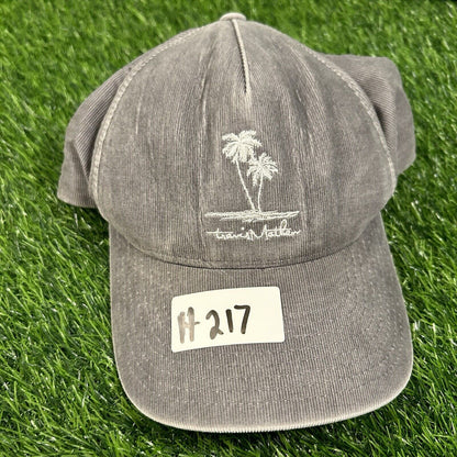 Travis Mathew Golf Hat Cap Mens Strapback Gray White Corduroy Palm Trees Yupoong