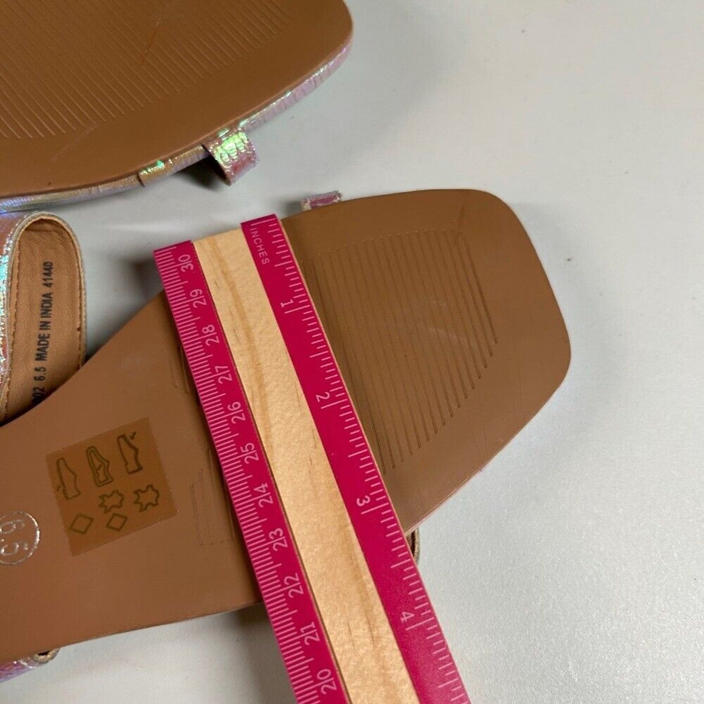 Chinese Laundry Iridescent Pink Slide Sandals Square Toe Two Strap Womens 6.5