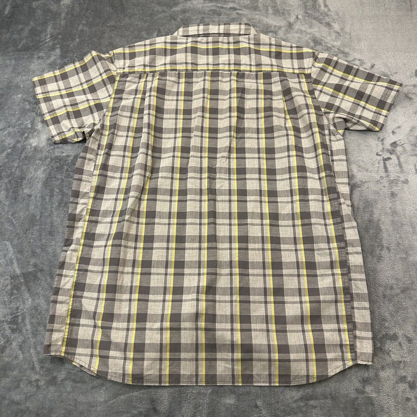 North Face Camp Shirt Mens Large Gray Black Plaid Button Up Short Sleeve Casual