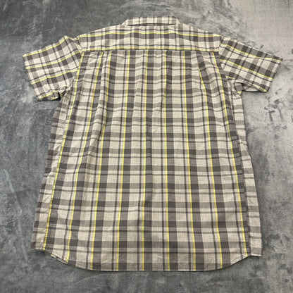 North Face Camp Shirt Mens Large Gray Black Plaid Button Up Short Sleeve Casual