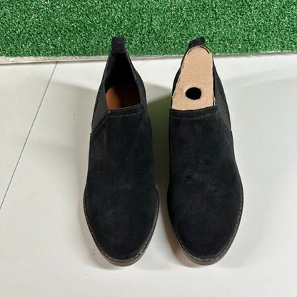 Lucky Brand Fallo Boots Black Suede Leather Ankle Booties Heeled Womens 5.5 M