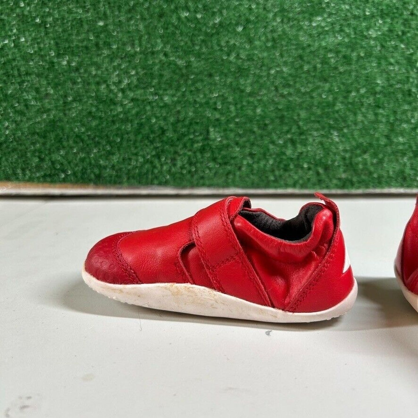 Bobux Soft Sole Shoes First Walker Leather Red Strap Toddler Shoes 3.5C / 20EU