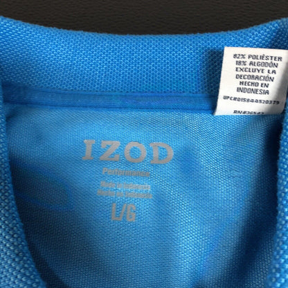 Izod Performance Polo Shirt Mens Large Blue Short Sleeve Golf Athletic Comfort