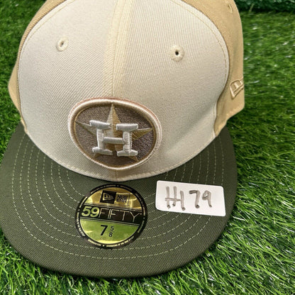 Houston Astros Hat Cap Mens 7 5/8 Beige Green Birchwood New Era Baseball MLB NEW