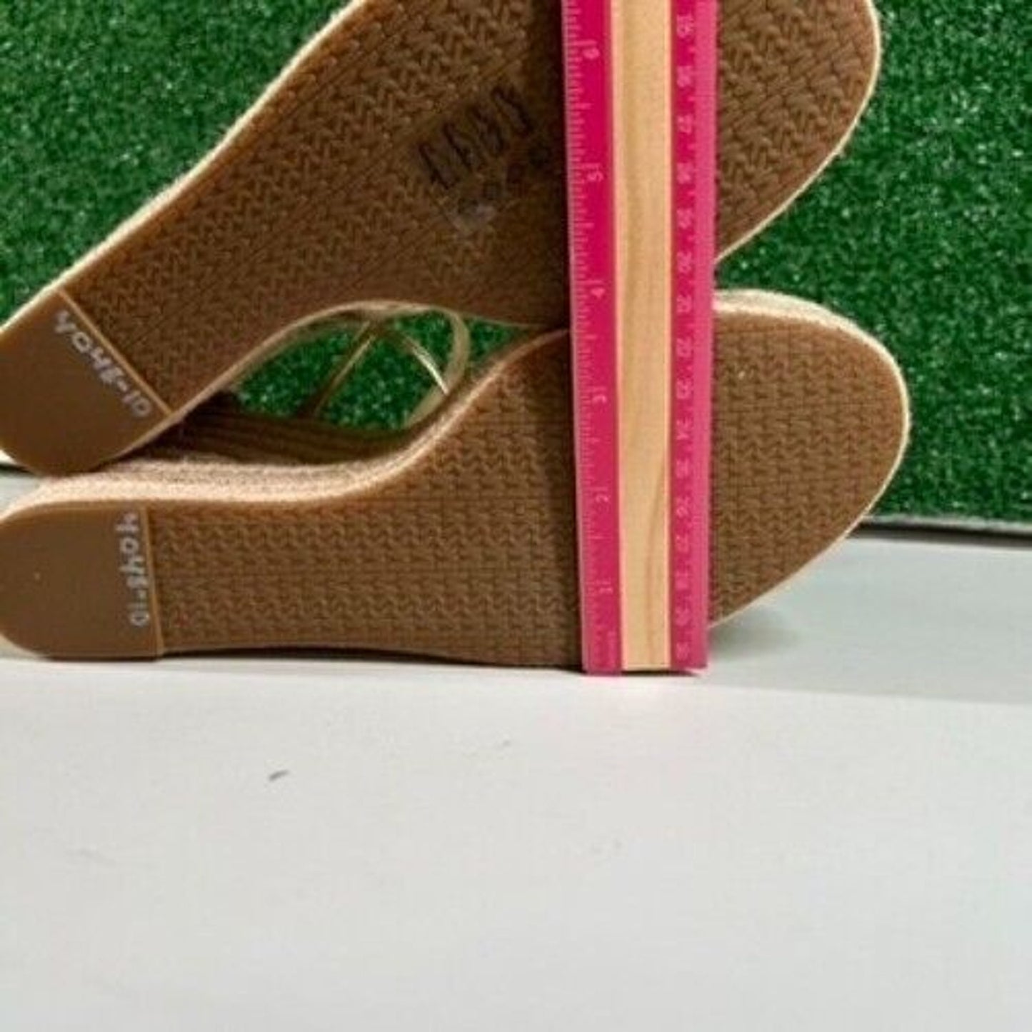 Michael Kors Kayla Metallic Leather Rhinestone Espadrille Wedge Sandals Women 10