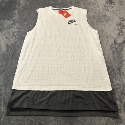 Nike International Tank Top Womens Extra Large White Polka Dot Shirt Casual NEW