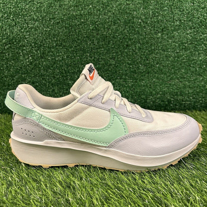 Nike Waffle Debut Mens 9.5 Blue White Leather Shoes Sneakers Casual Athletic NEW