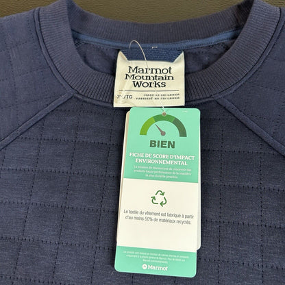 Marmot Roice Crew Sweater Womens Extra Large Navy Pullover Quilted New $90