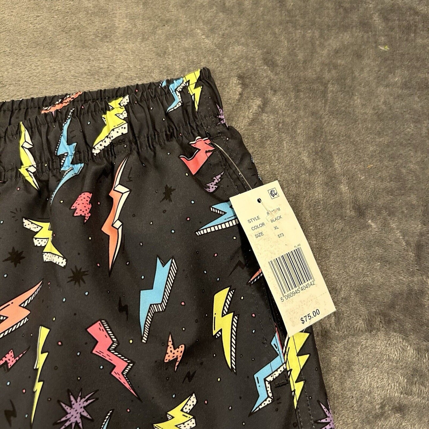 Boardies Board Shorts Mens Extra Large 34" Black Zaps Neon Swim Drawstring NEW