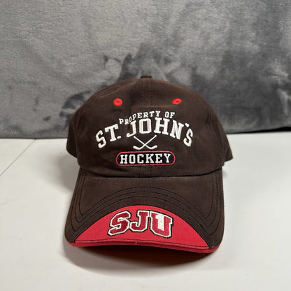 St Johns Hockey Hat Cap Mens Strap Back Brown Red College University Adjustable