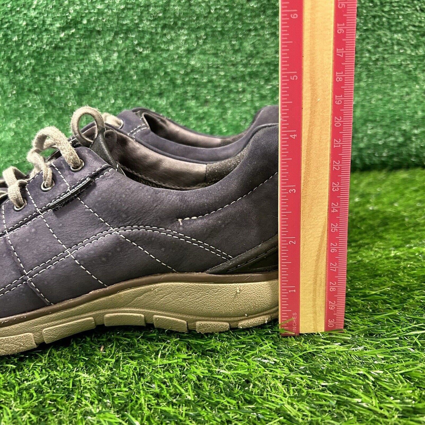 Clarks Wave Walk Womens 8.5 N Blue Beige Leather Shoes Sneakers Hiking Outdoor