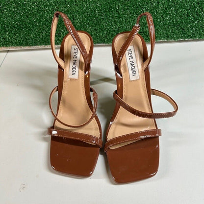 Steve Madden Gracey Brown Heeled Sandals Strappy Square Toe Heels Womens 6.5 M