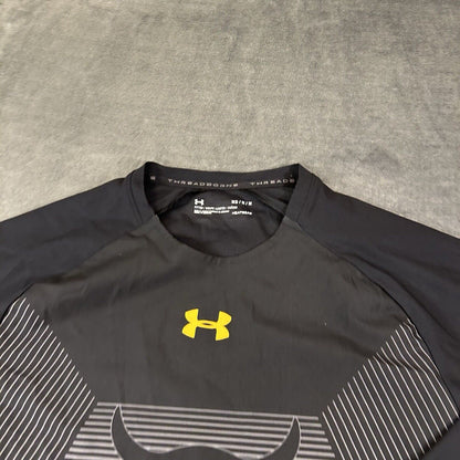 Under Armour Shirt Mens Medium Gray Black 3/4 Sleeve Project Rock Threadborne