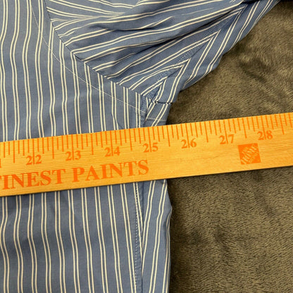 J Crew Shirt Mens Extra Large 17 17.5 Blue White Striped Button Up Long Sleeve