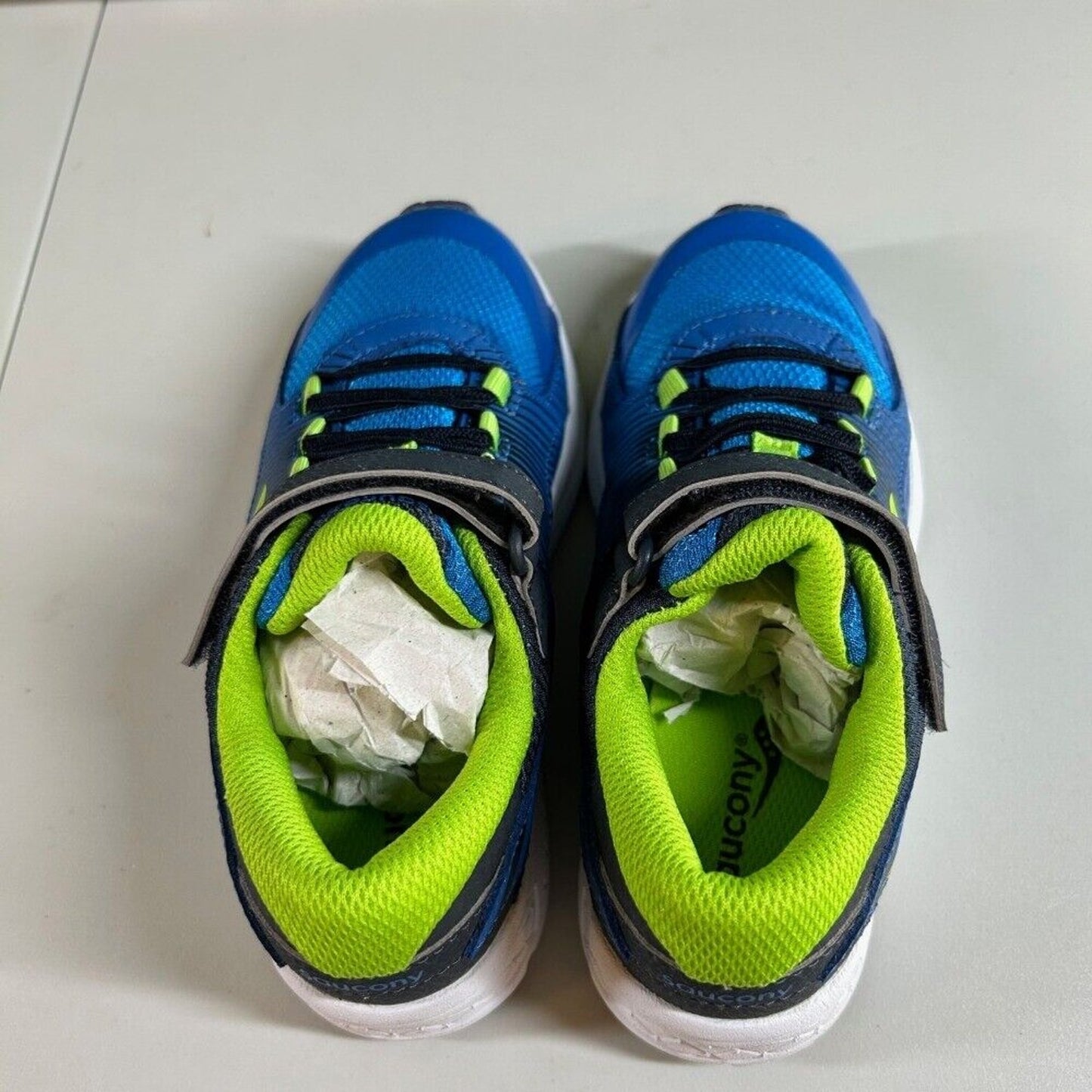 Saucony Velocer Hook & Loop Running Shoes Sneakers Blue/Green Kids Size 2Y