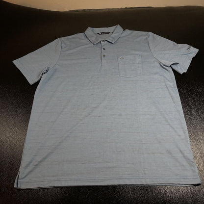 Travis Mathew Shirt Mens XXL 2XL Blue Pocket Golf Athletic Pima Short Sleeve