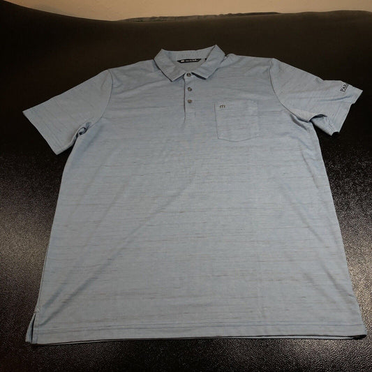 Travis Mathew Shirt Mens XXL 2XL Blue Pocket Golf Athletic Pima Short Sleeve