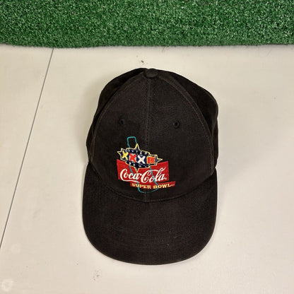 Vintage Logo Athletic Hat Cap Mens Strapback Black Super Bowl XXXII Adjustable