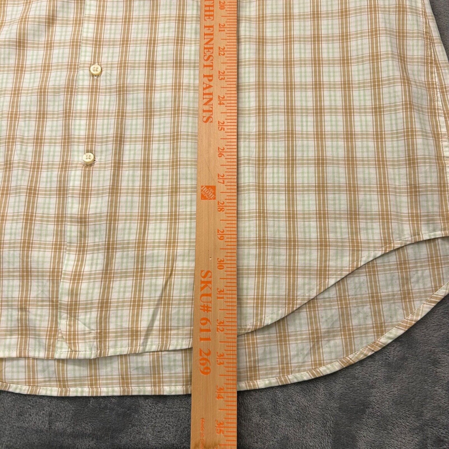 Peter Millar Shirt Mens Large Brown White Plaid Button Up Long Sleeve Casual