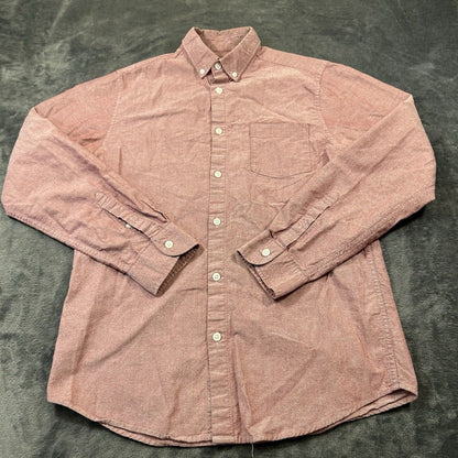 Primark Shirt Mens Medium Red Button Up Long Sleeve Slim Fit 15.5 Work Casual