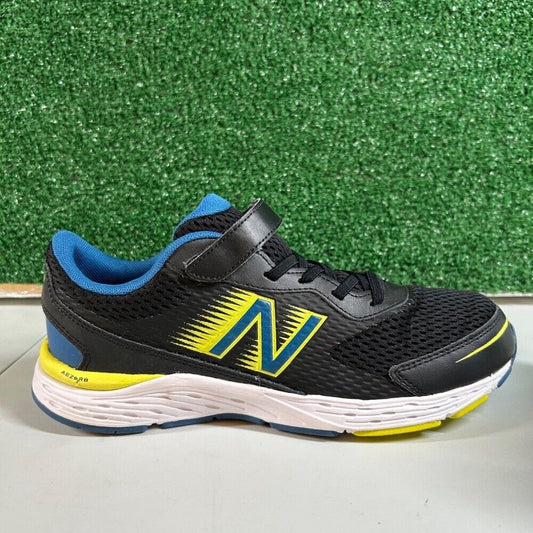 New Balance 680v6 Running Shoes Hook & Loop Athletic Sneakers Black Blue Kids 7Y