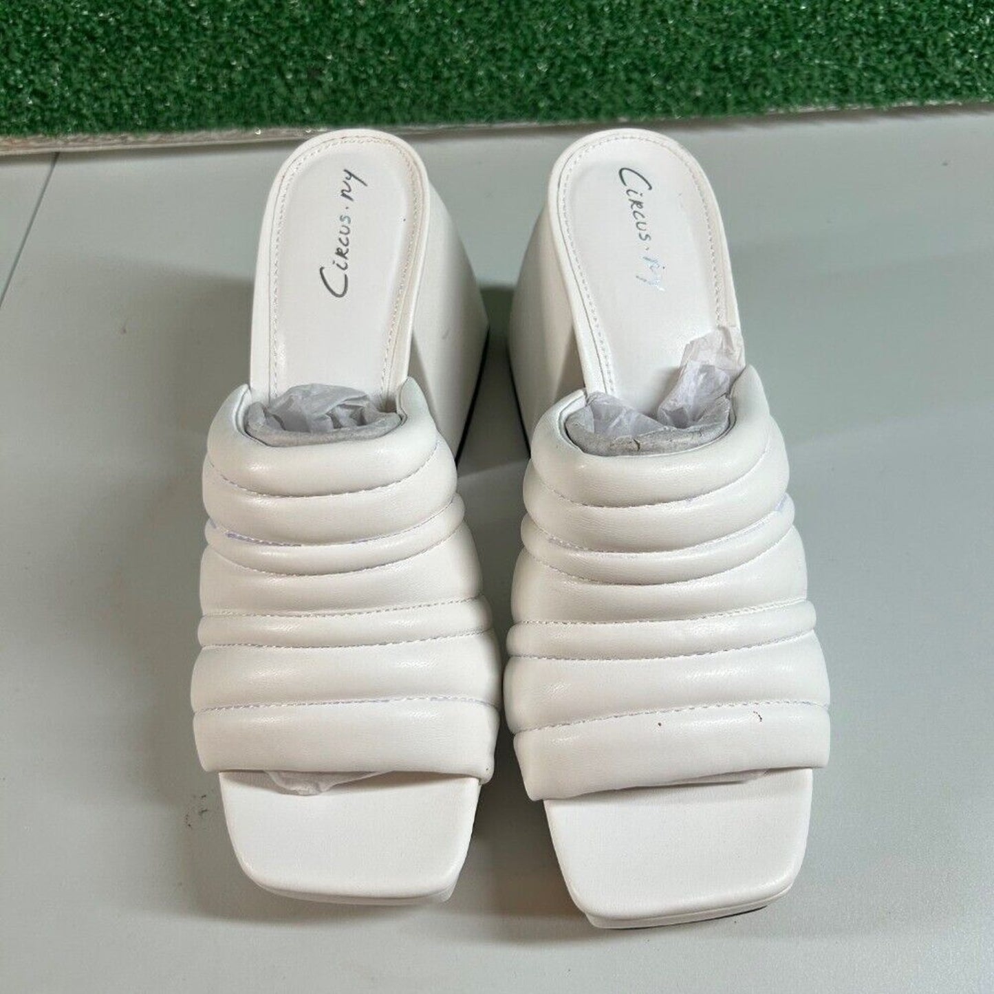 Circus by Sam Edelman Marlie Platform Sandals Block Heel White Womens 7.5 M