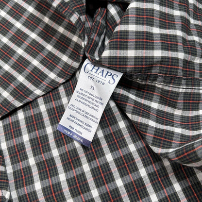 Chaps Shirt Mens Extra Large Green Red Plaid Stretch Button Up Long Sleeve