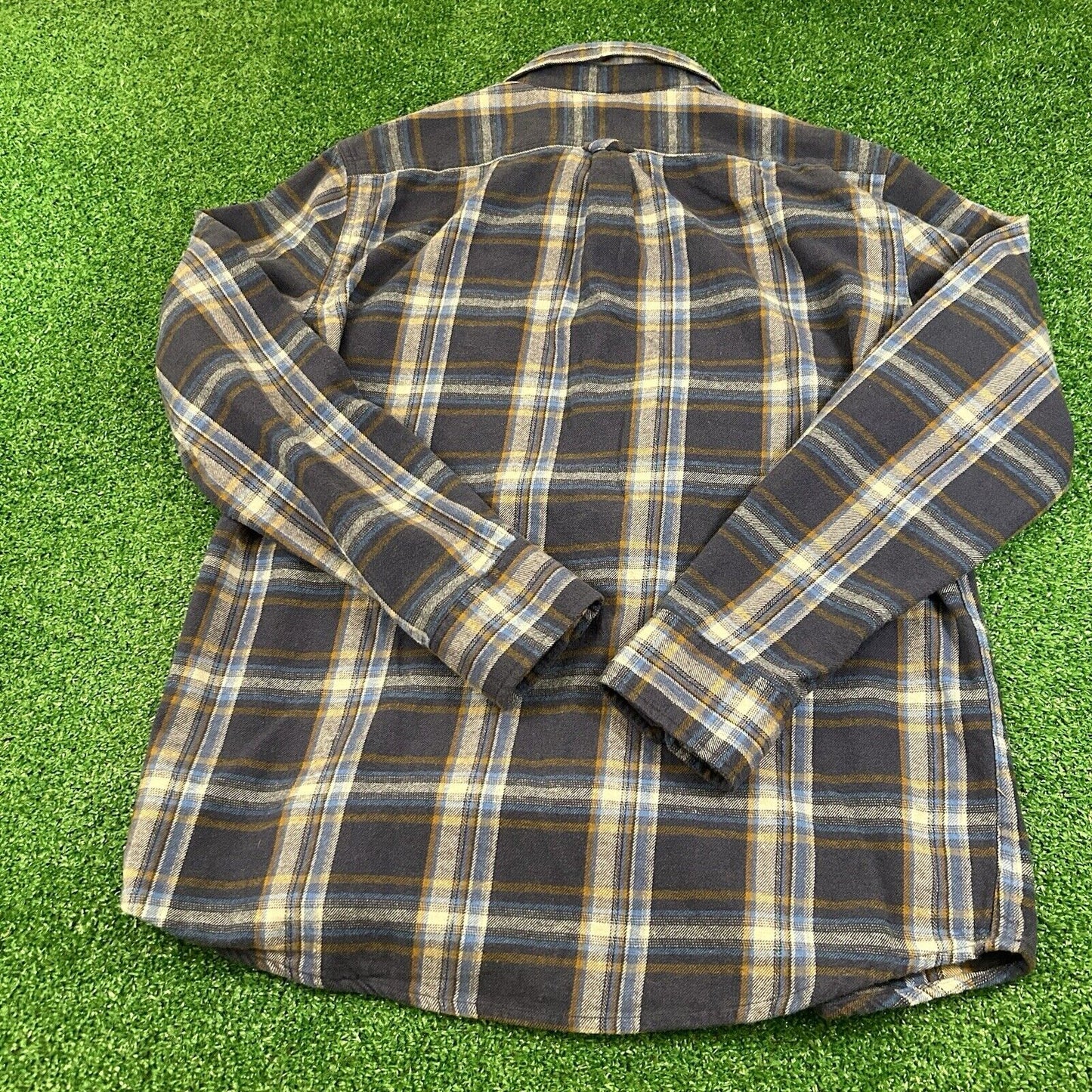 Eddie Bauer Flannel Shirt Mens Medium Blue Plaid Button Up Long Sleeve Outdoor