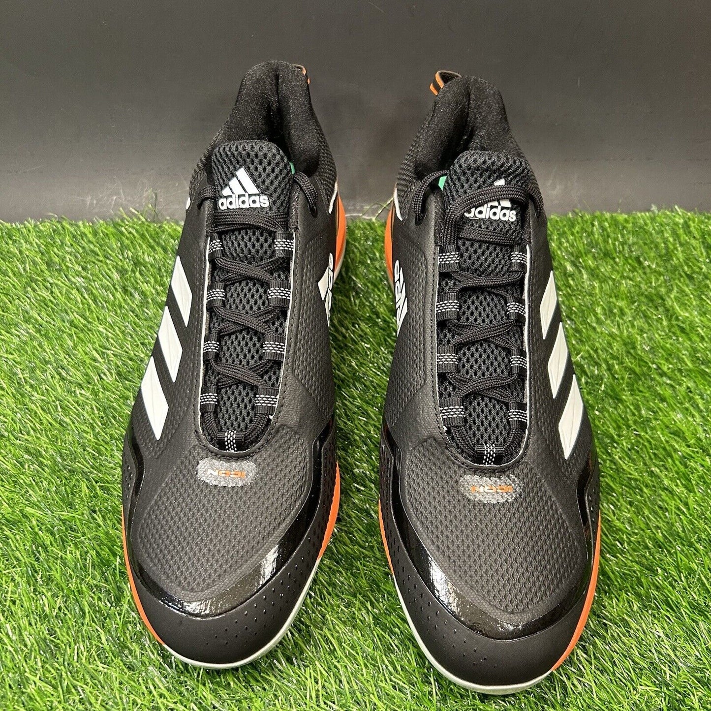 Adidas Icon 7 Mens 12.5 Black Orange Baseball Cleats Metal Low Top Brand New