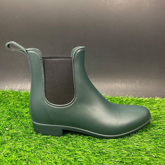J Crew Chelsea Rain Boots Womens 8 Green Bootie Waterproof Mercantile Pull On