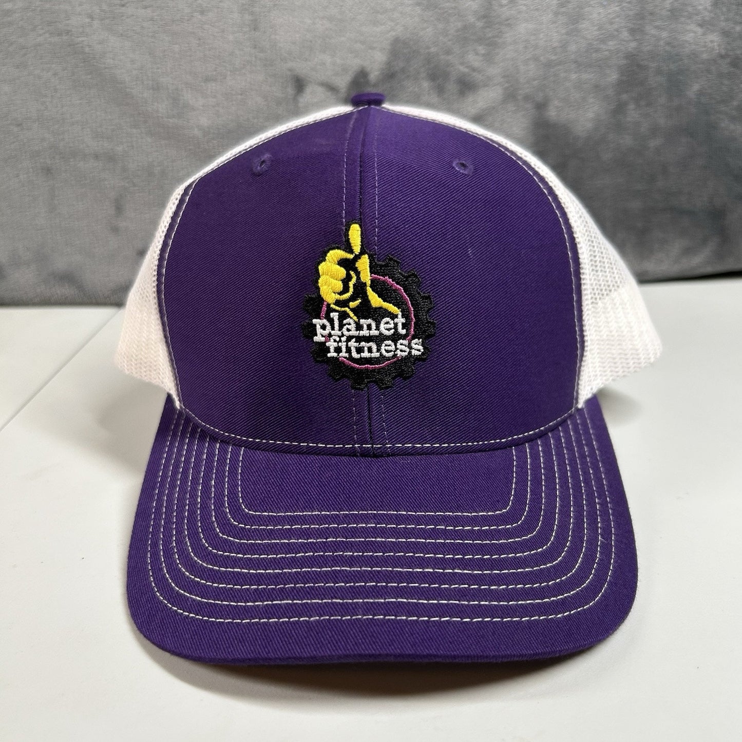 Planet Fitness Trucker Hat Cap Mens Snapback Purple White Employee Adjustable