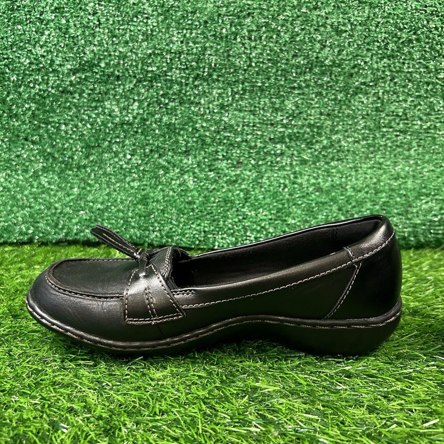 Clarks Ashland Bubble Loafers Womens 5.5 M Black Leather Shoes Comfort Tasseled