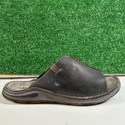 Josef Seibel Maverick 03 Leather Slides Sandals Comfort Black Mens 8/8.5 / 44EU