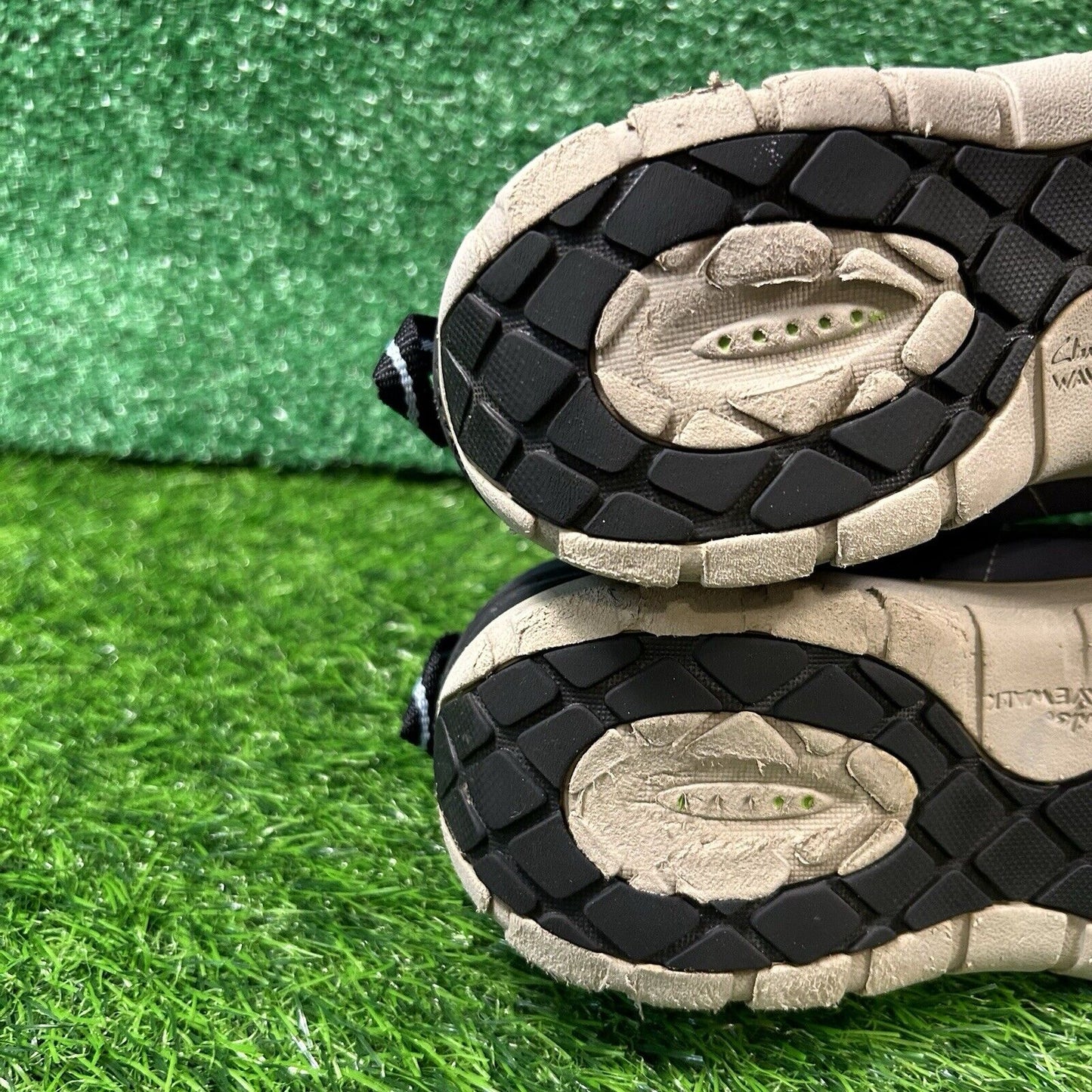 Clarks Wave Walk Womens 8.5 N Blue Beige Leather Shoes Sneakers Hiking Outdoor