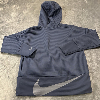 Nike Sweater Womens Extra Small Navy Ribbed Cropped Oversized Sweatshirt Hoodie