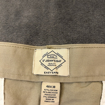 St Johns Bay Chino Pants Mens 40x30" Brown Straight Leg Work Classic Fit Stretch