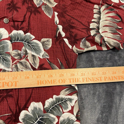 Campia Hawaiian Shirt Mens Medium Red Floral Button Up Short Sleeve Rayon Beach