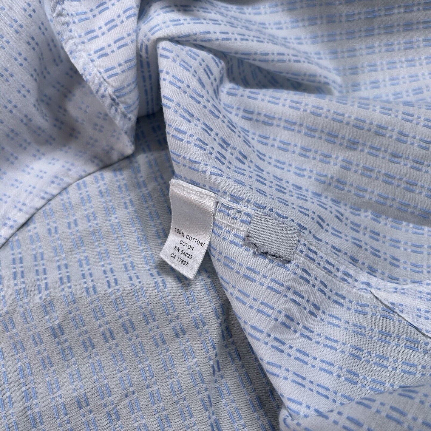 Banana Republic Shirt Mens Medium White Blue Geometric Button Up Long Sleeve