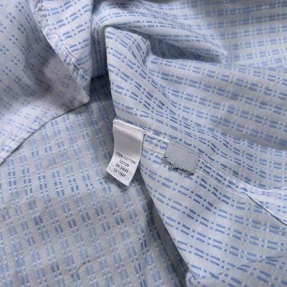 Banana Republic Shirt Mens Medium White Blue Geometric Button Up Long Sleeve