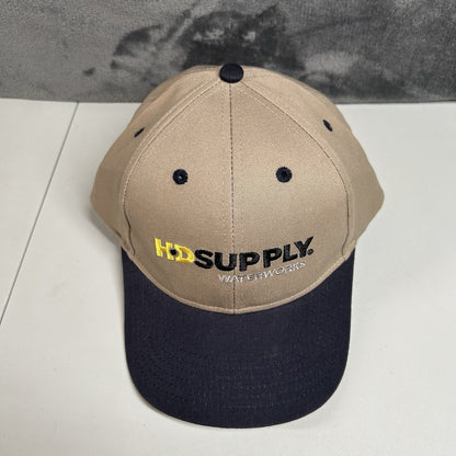 HD Supply Waterworks Baseball Hat Cap Mens Strap Back Tan Navy Adjustable New