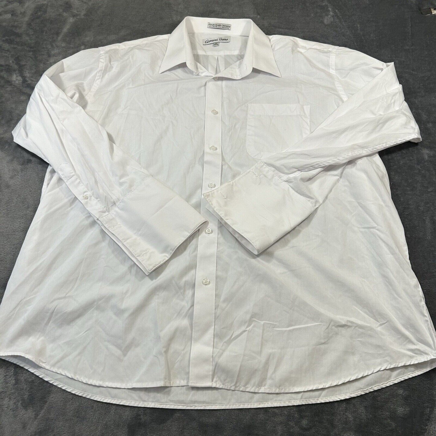 Giovanni Uomo Dress Shirt Mens 18.5 34/35 White Button Up Long Sleeve Formal