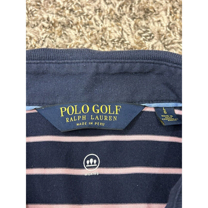 Polo Ralph Lauren Polo Shirt Mens Large Blue Pink Striped Short Sleeve Golf Work